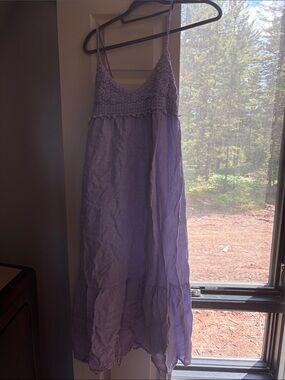 Lavender Crochet-Top Midi Dress - Feminine Summer Slip